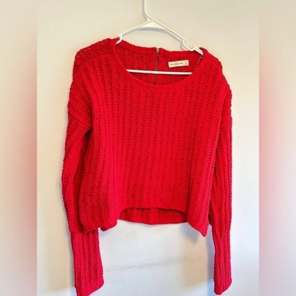 Abercrombie & Fitch‎ SZ L Womens Bright Red Open Weave